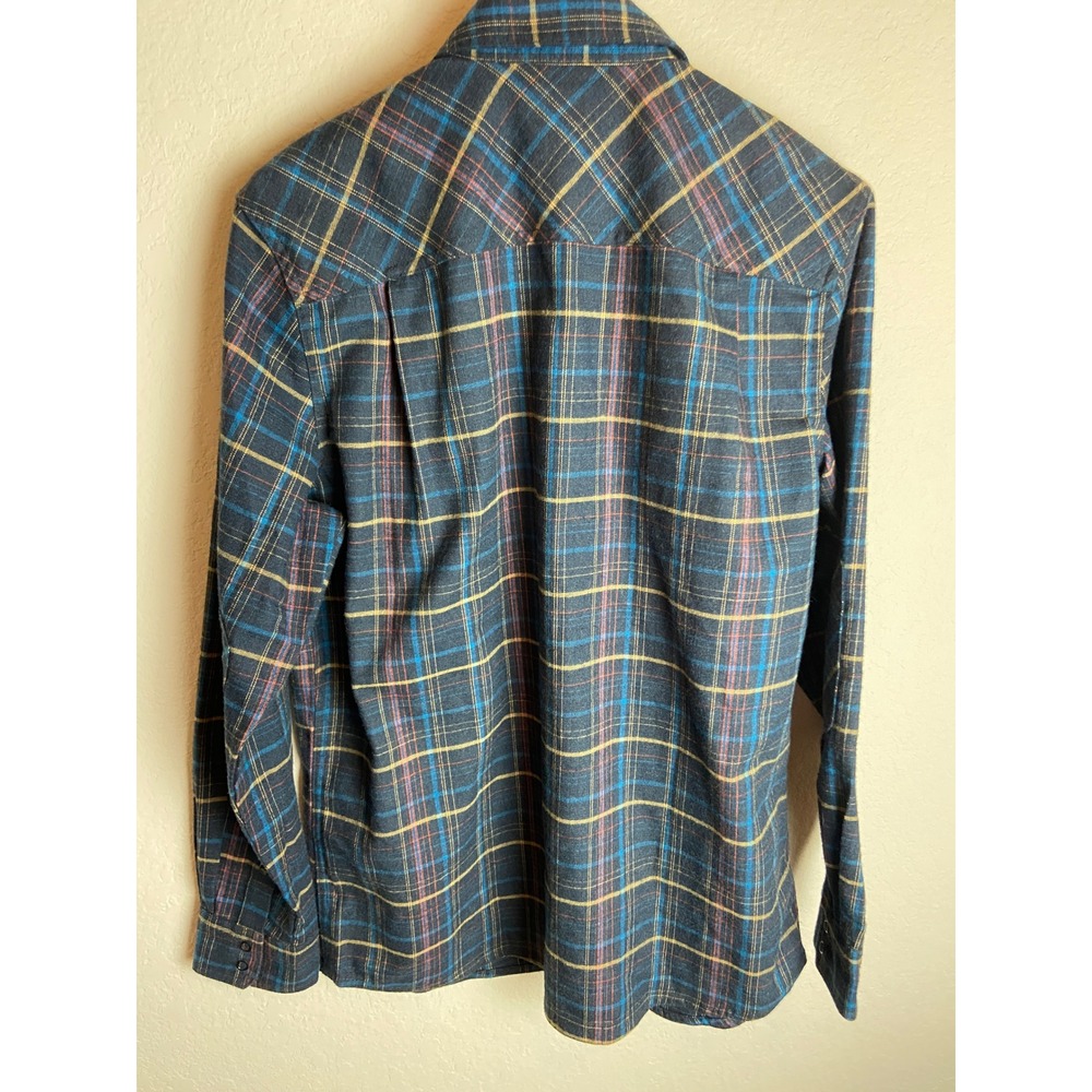 L.L.Bean Mens Medium Wool Blend Plaid Flannel Button Up Shirt - Blue Tan - Picture 7 of 7